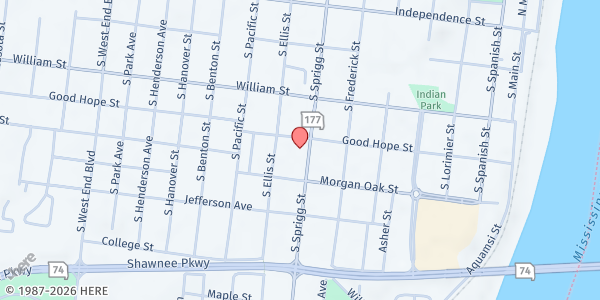 Map showing The Salvation Army Cape Girardeau at 701 Good Hope St, Cape Girardeau, MO