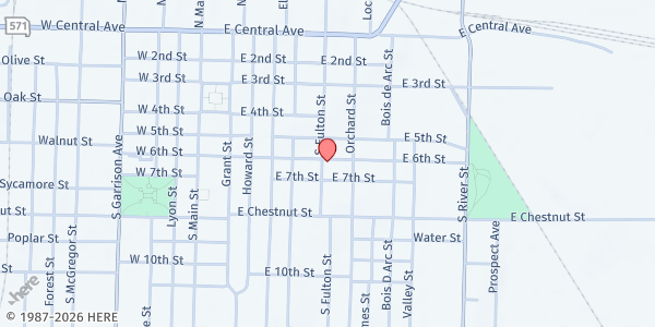 Map showing Carthage Crossline Ministry at 600 E 6th St, Carthage, MO