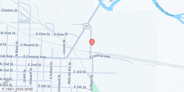 Map showing Feeding Inc. - Carthage at 210 North River Street, Carthage, MO