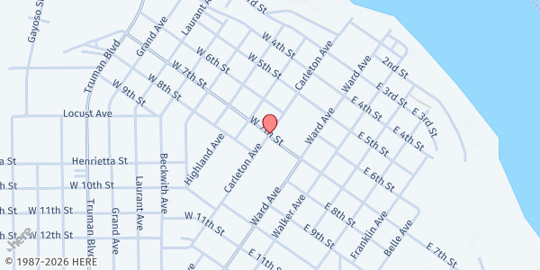 Map showing Caruthersville Nutrition Center at 1101 Carleton Ave., Caruthersville, MO