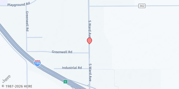 Map showing HOUSE OF REFUGE FOOD PANTRY at 4025 South Ward Avenue, Caruthersville, MO