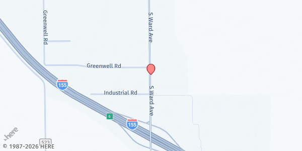 Map showing Pentecostal Power Food Pantry at 4025 S. Ward Ave., Caruthersville, MO