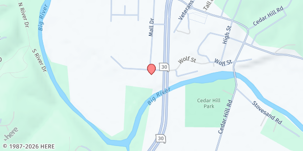 Map showing Peace Pantry at 8100 South Industrial Dr, Cedar Hill, MO