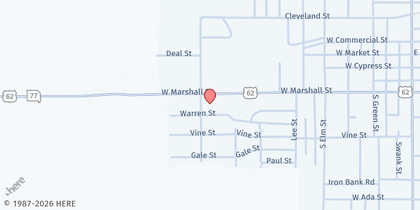 Map showing SHINING LIGHT at 721 West Marshall, Charleston, MO