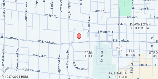 Map showing Aging Best at 201 West Broadway Suite 1E, Columbia, MO