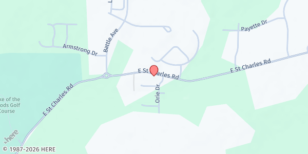 Map showing Battle High School at 7575 East St. Charles Rd, Columbia, MO