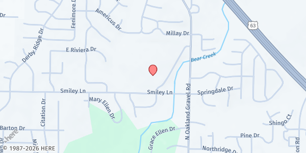 Map showing Center for Early Learning North (CELN) at 2191 E. Smiley Lane, Columbia, MO