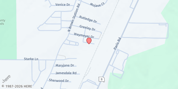 Map showing Destiny Worship Center Food Pantry at 4914 Prairie Ridge St. Rd., Columbia, MO