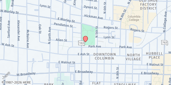 Map showing Douglass High School at 310 N. Providence Rd, Columbia, MO