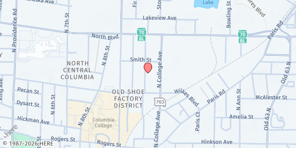 Map showing First Chance for Children at 1002 Fay St, Columbia, MO