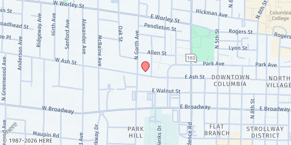 Map showing Fresh Start at 7 East Ash Street, Columbia, MO