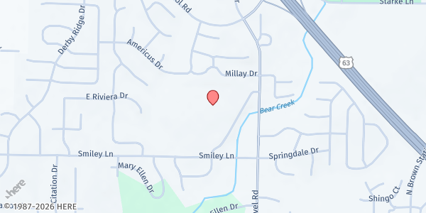 Map showing Lange Middle School at 2201 E. Smiley Lane, Columbia, MO