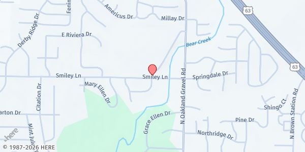 Map showing Lange Middle School at 2201 E. Smiley Lane, Columbia, MO