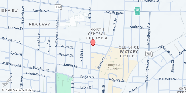 Map showing New Day Columbia at 702 Wilkes Blvd, Columbia, MO