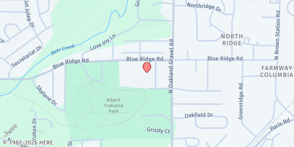 Map showing Oakland Middle School at 3405 Oakland Place, Columbia, MO