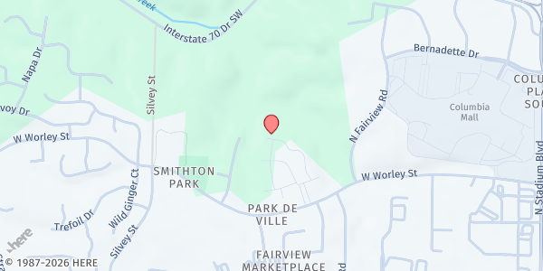 Map showing Paxton Keeley Elementary at 201 Park DeVille, Columbia, MO