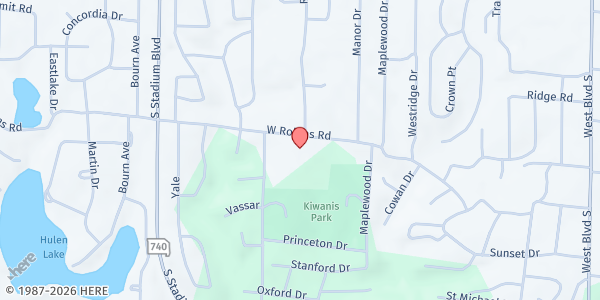 Map showing Russell Elementary at 1800 W. Rollins Road, Columbia, MO