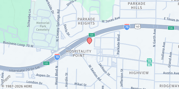 Map showing The Food Bank Market at 705 Business Loop 70 W., Columbia, MO