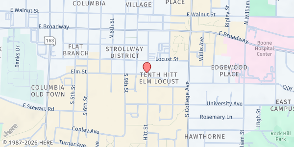 Map showing Tiger Pantry at 299 Hitt St, Columbia, MO