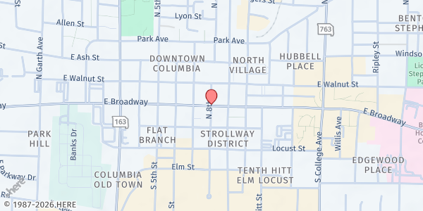 Map showing True North of Columbia at Columbia, Columbia, MO