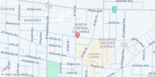 Map showing Turning Point Day Center at 702 Wilkes Blvd, Columbia, MO