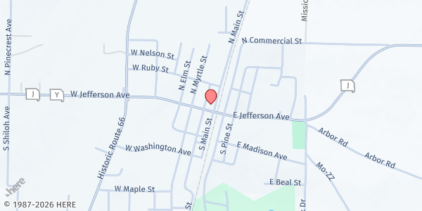 Map showing Aging Best - Conway Senior Center at 105 West Jefferson Avenue, Conway, MO