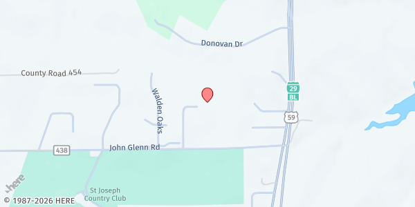 Map showing Family Worship Center - Joseph Storehouse at 12293 Co. Rd. 438, Country Club, MO