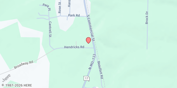 Map showing Crocker Presbyterian Church at 414 South Commercial Street, Crocker, MO