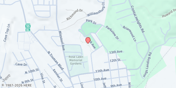 Map showing Quad-Cities Senior Centers at 1511 Park Dr., Crystal City, MO