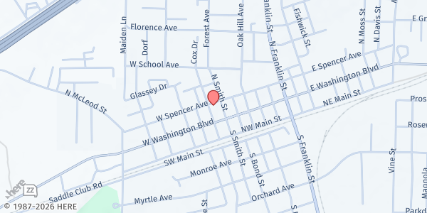 Map showing Cuba Ministerial Alliance at 302 W. Spencer Ave., Cuba, MO