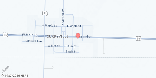 Map showing Food on the Move Curryville at 200 E Main St, Curryville, MO