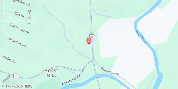 Map showing Food On The Move Morse Mill at 6955 State Hwy B, Dittmer, MO