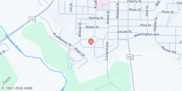 Map showing Ripley County Resource Ministries at 98 Court House Square, Doniphan, MO