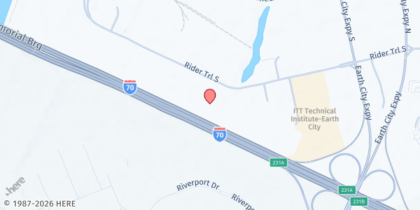 Map showing Faith Church - Earth City at 3590 Rider Trail S., Earth City, MO