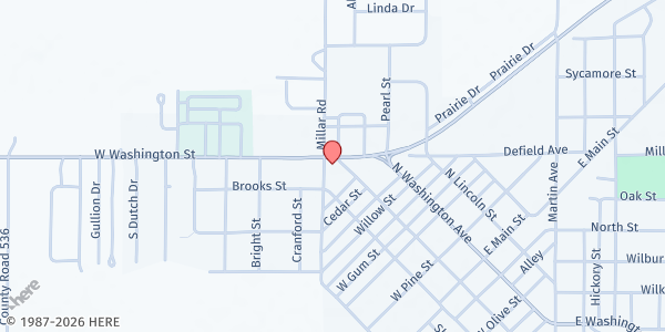 Map showing Flame of Hope at 604 West Washington, East Prairie, MO
