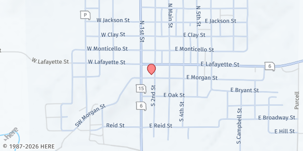Map showing Food Distribution Center - Knox County Food Cupboard at 106 S 2nd, Edina, MO