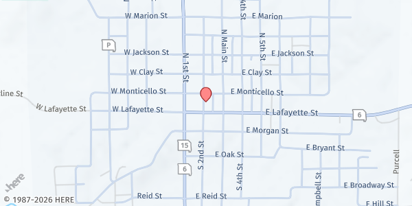 Map showing Knox County Food Cupboard at 106 S. 2nd St., Edina, MO