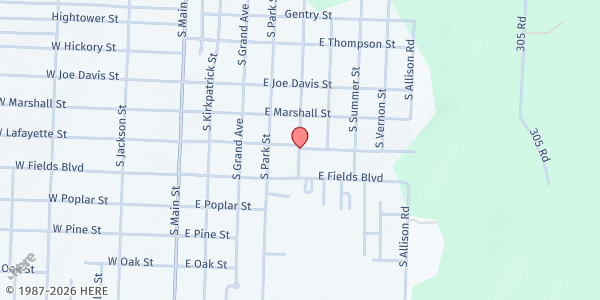 Map showing El Dorado Springs Senior Center at 604 South Forest Street, El Dorado Springs, MO