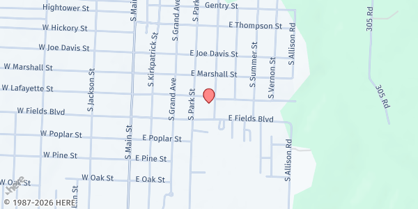 Map showing El Dorado Springs Senior Center at 604 S. Forest St., El Dorado Springs, MO