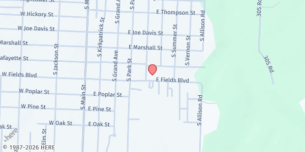 Map showing The Hope Center of Eldorado Springs at 505 East Fields Boulevard, El Dorado Springs, MO