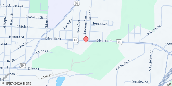 Map showing Eldon Senior Center at 926 E. North Street, Eldon, MO