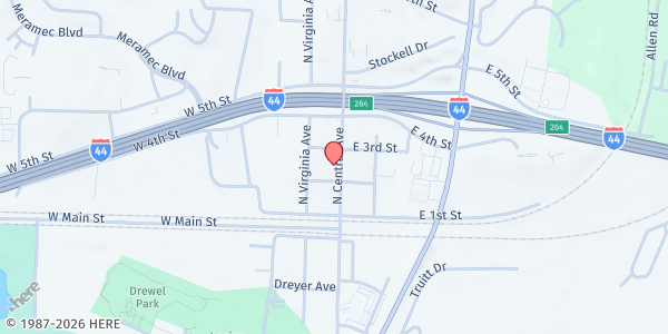 Map showing Eureka Food Pantry at 219 N Central Ave, Eureka, MO