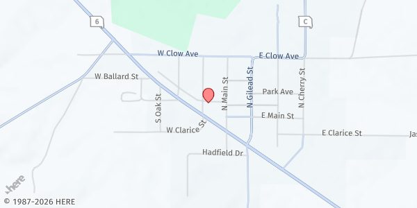 Map showing Ewing Senior Center at 101 Bryan St., Ewing, MO