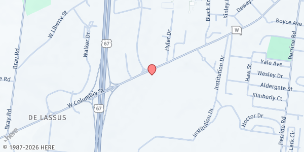 Map showing Farmington Community Outpatient Clinic at 1580 West Columbia Street, Farmington, MO