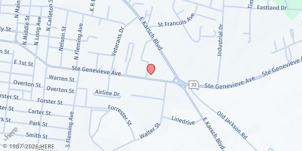 Map showing Food Pantry of the Community Churches at 1101 Sainte Genevieve Ave, Farmington, MO