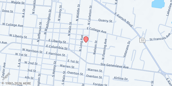 Map showing St. Joseph's Church - St. Vincent de Paul Food Pantry at 101 N Carleton St, Farmington, MO