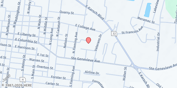 Map showing St Joseph's Church SVDP at 101 North Carleton, Farmington, MO