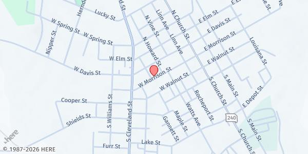 Map showing Fayette Ministerial Alliance Pantry at 600 W Morrison, Fayette, MO