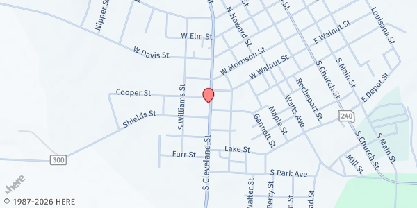 Map showing Fayette Senior Citizens Inc. at 600 S. Cleveland, Fayette, MO