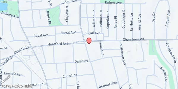 Map showing Blessed Teresa of Calcutta Catholic Church at 150 N Elizabeth Ave, Ferguson, MO
